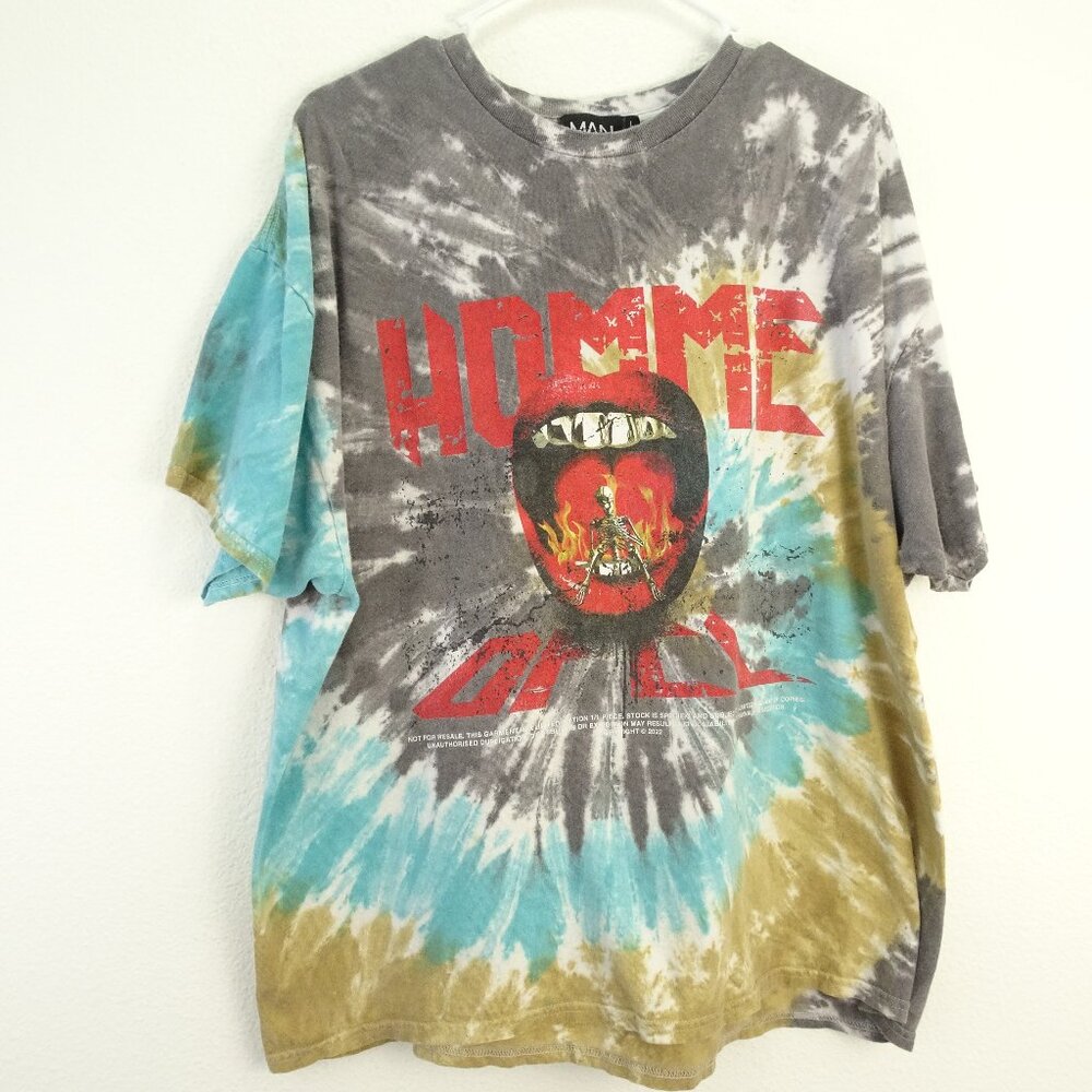 Man Boohooman  Graphic Tee T-Shirt Large Gray